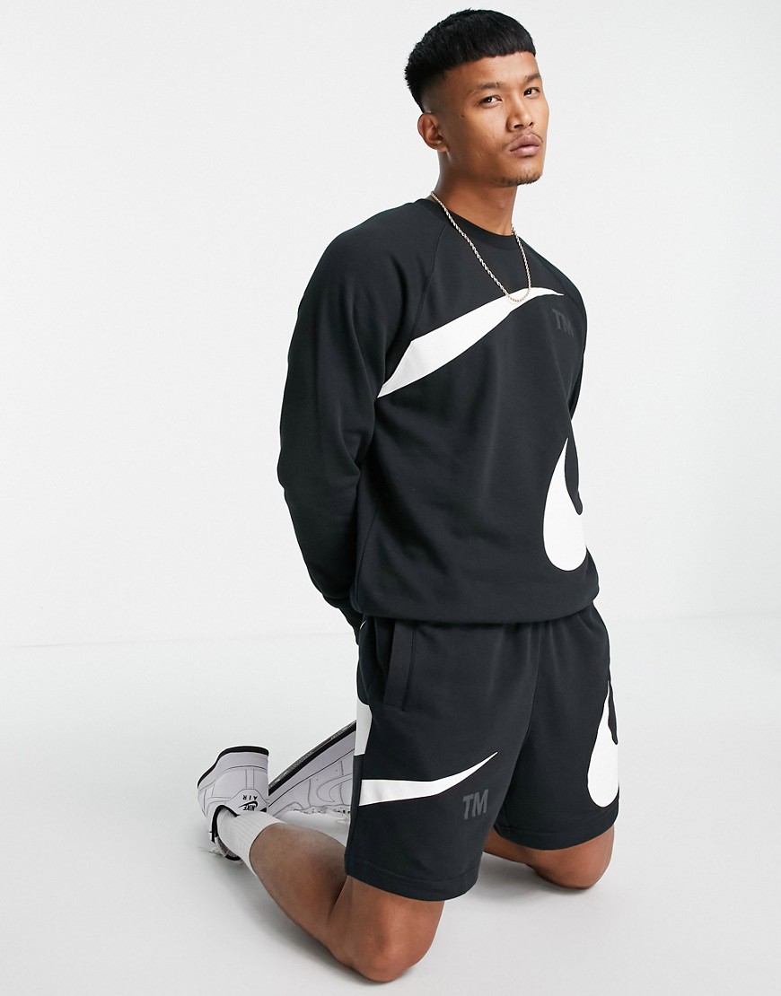 Nike Swoosh fleece sweat shorts in black