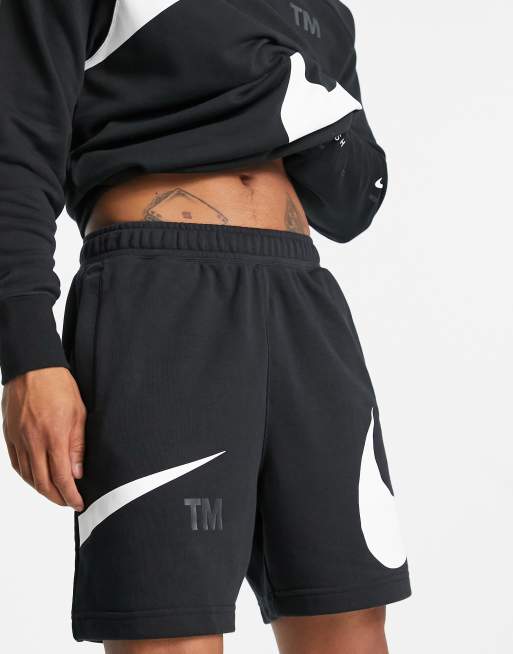 Nike Swoosh fleece sweat shorts in black