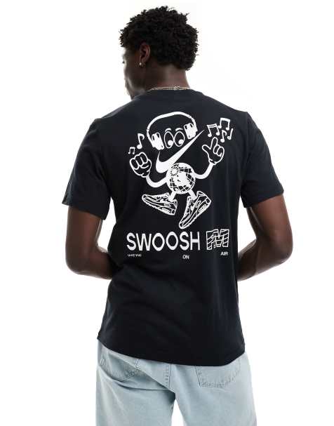 Nike Swoosh FM graphic backprint t-shirt in black - view 1
