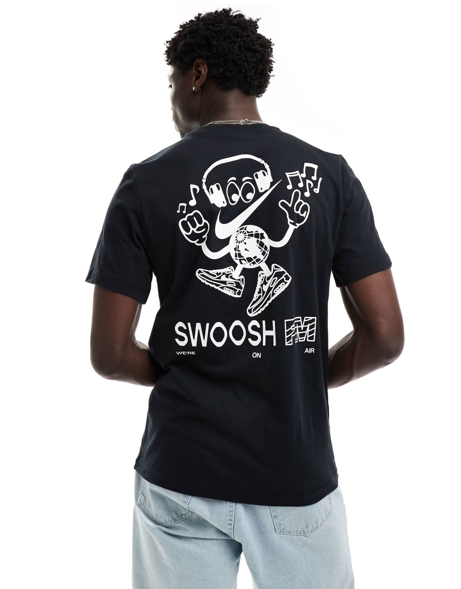 Черная футболка с графическим принтом Nike Swoosh FM backprint