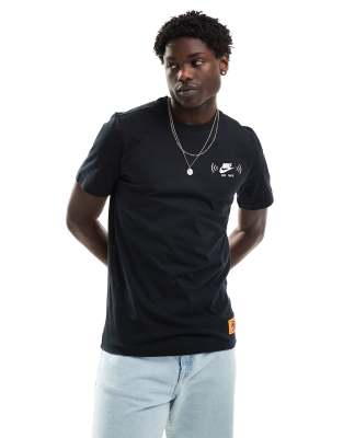 Nike Swoosh Fm Graphic Backprint T-shirt In Black
