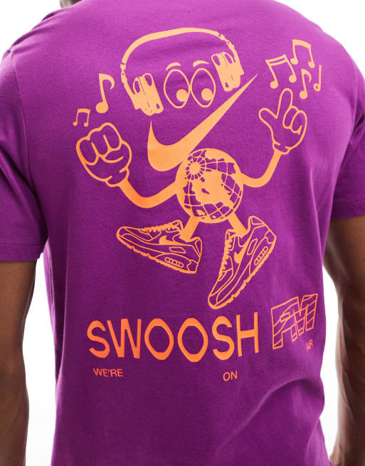 Nike Swoosh FM graphic backprint t-shirt in purple | ASOS