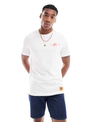 Nike Swoosh FM graphic backprint t-shirt in white | ASOS