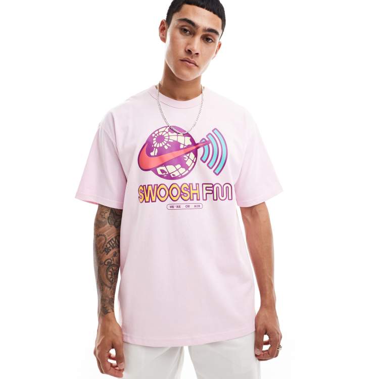 Nike Swoosh FM graphic t-shirt in pink | ASOS