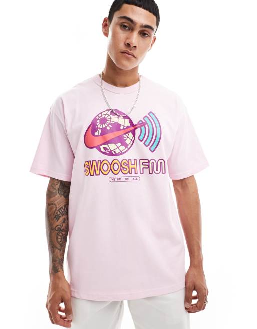 Nike pink swoosh t shirt best sale