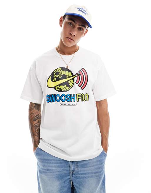 Nike Swoosh FM graphic t-shirt in white | ASOS