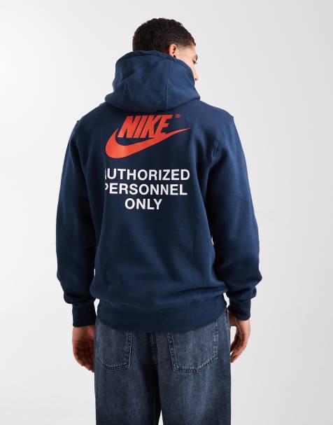 Nike Swoosh graphic back print hoodie in navy - view 1