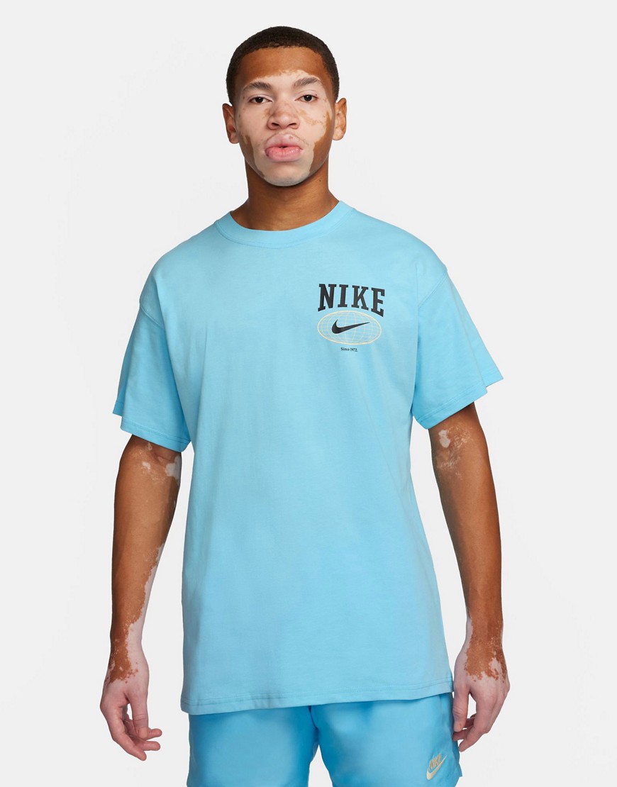 Nike Swoosh graphic backprint t-shirt in blue