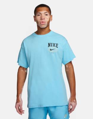 Nike Swoosh graphic backprint t-shirt in blue | ASOS