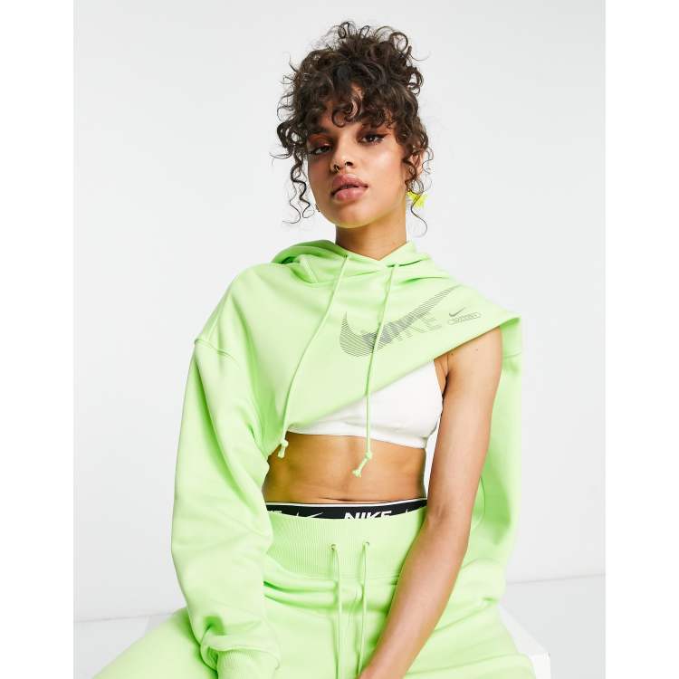 Neon green clearance crop top hoodie