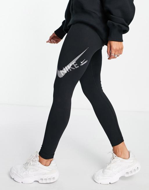 Nike Swoosh graphic high waisted leggings in black ASOS