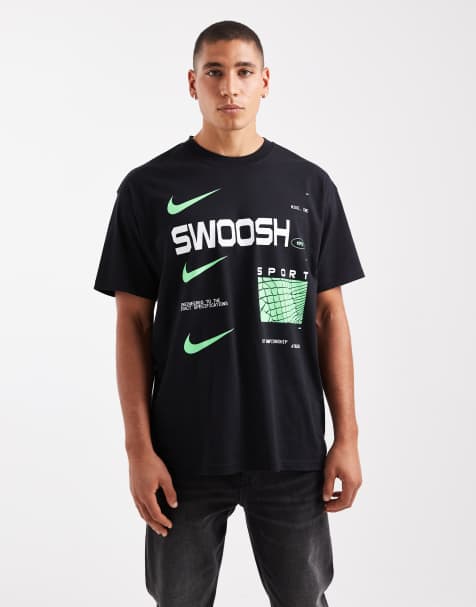 Nike swoosh graphic t-shirt in black - view 1
