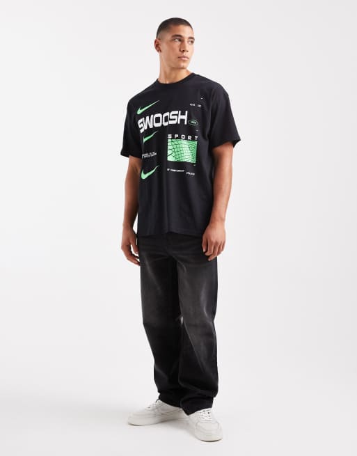 Nike swoosh graphic t-shirt in black, 2 of 5