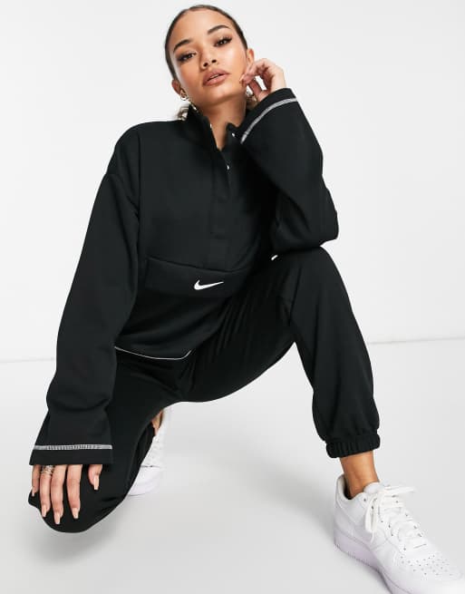 Nike Swoosh half zip sweatshirt in black