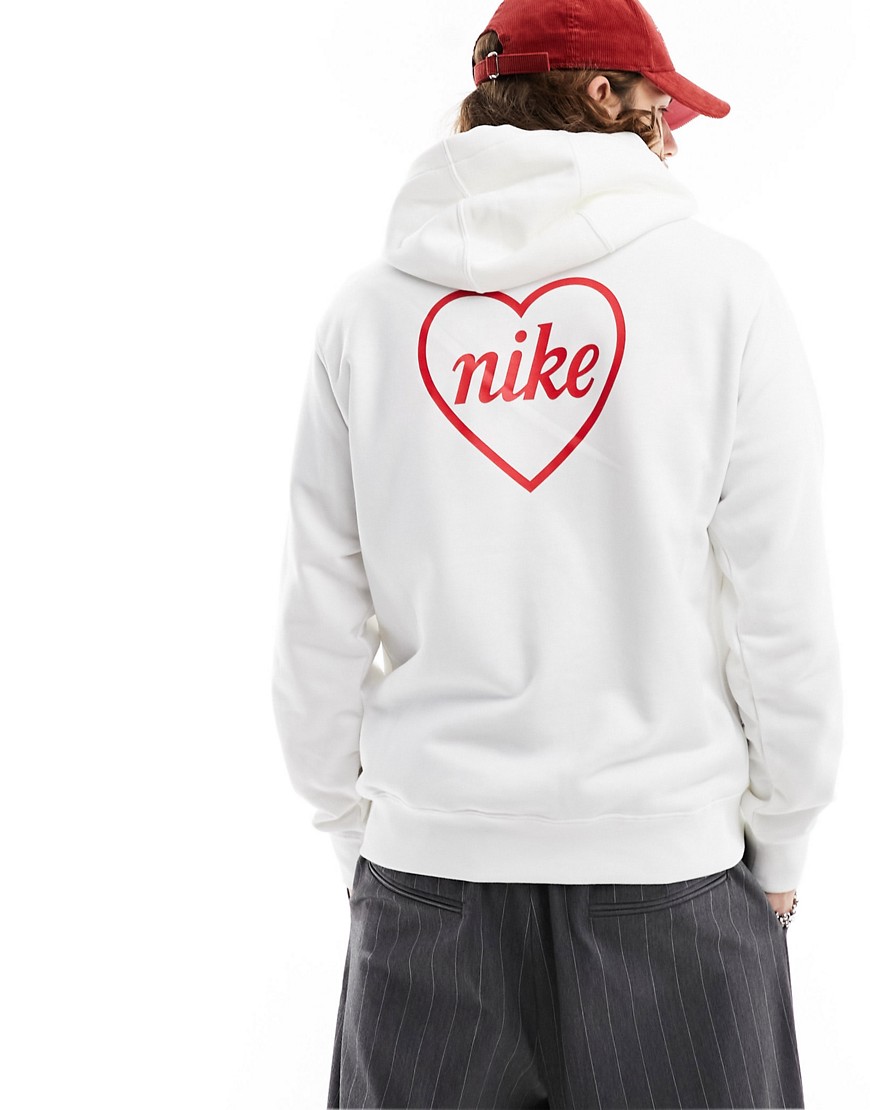 Nike Swoosh heart logo hoodie in white