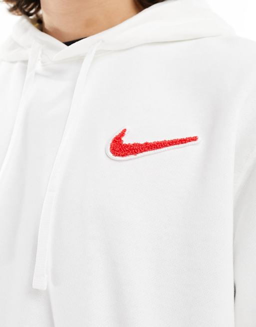 Red and white nike swoosh hoodie sale