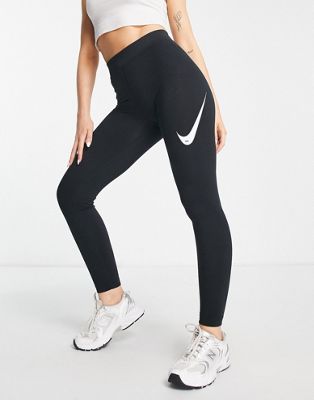 Nike Swoosh high rise leggings in black - ASOS Price Checker