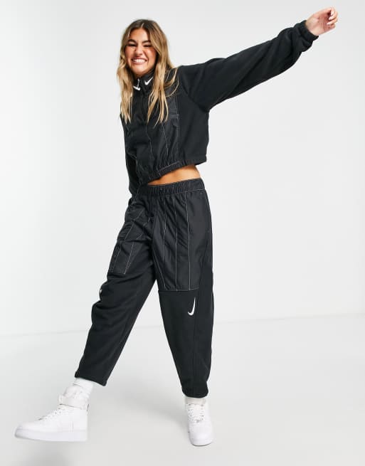 High-waisted woven joggers - Black - Ladies