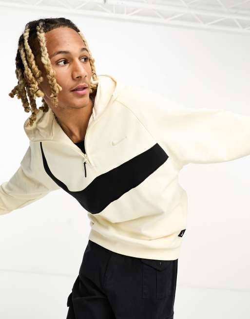 Nike Swoosh hoodie in cream and black