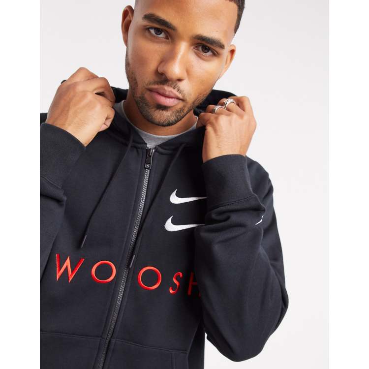 Nike black swoosh deals hoodie