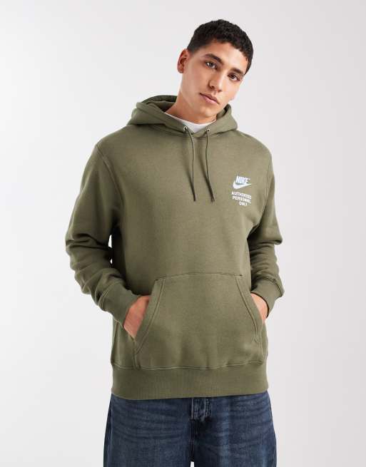 Nike - Swoosh - Kakigrøn hættetrøje med grafisk print, 3 af 5