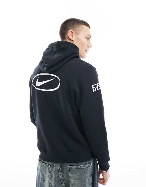 Nike – Swoosh – Kapuzenpullover in Schwarz mit mittigem Logo ASOS