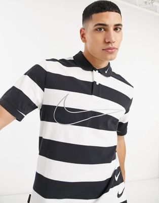 Nike Swoosh knitted polo in black and 