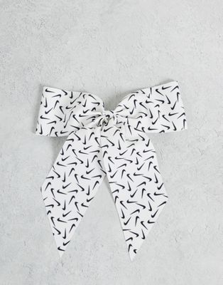 Nike Swoosh large hair bow in printed white