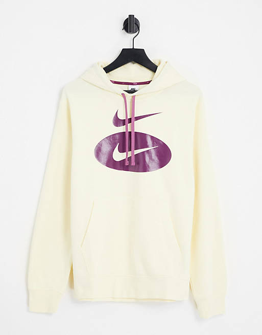 Nike Swoosh League HBR logo fleece hoodie in cream | ASOS