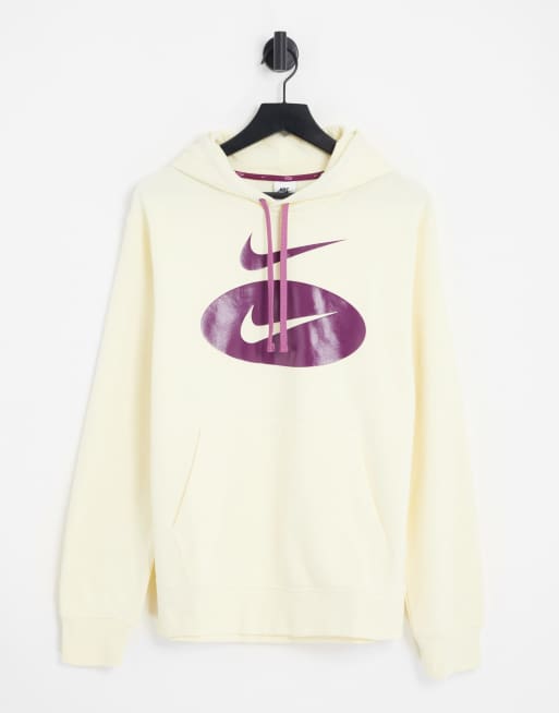 Nike Swoosh League HBR logo fleece hoodie in cream