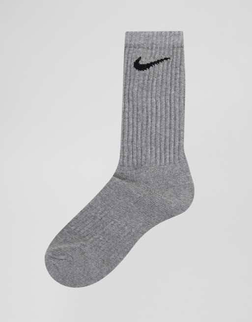 Nike Swoosh Logo 6 Pack Grey Crew Socks