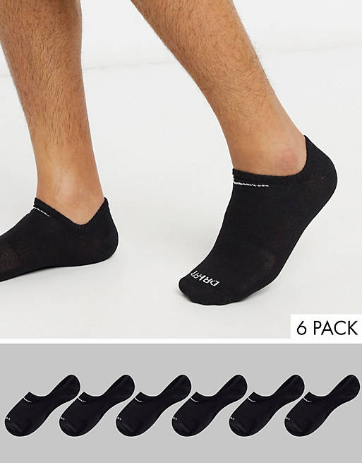 Nike swoosh logo 6 pack no show socks in black | ASOS