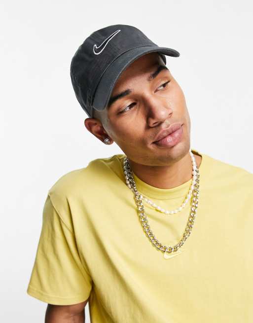 Nike swoosh logo cap in washed black | ASOS