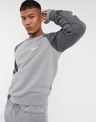 Nike Swoosh logo crew neck sweat in grey