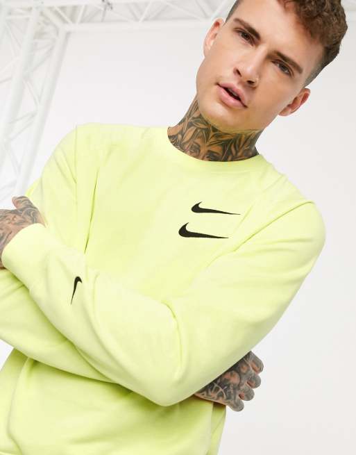 Nike Swoosh logo crew neck sweat in neon yellow