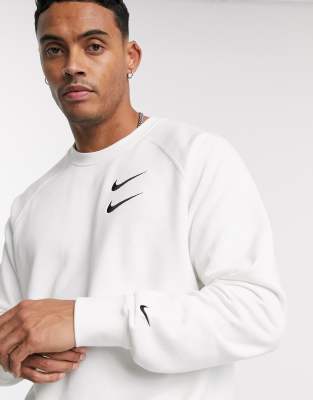 nike swoosh logo crew neck sweat in white