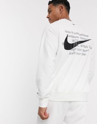 nike swoosh logo crew neck sweat in white