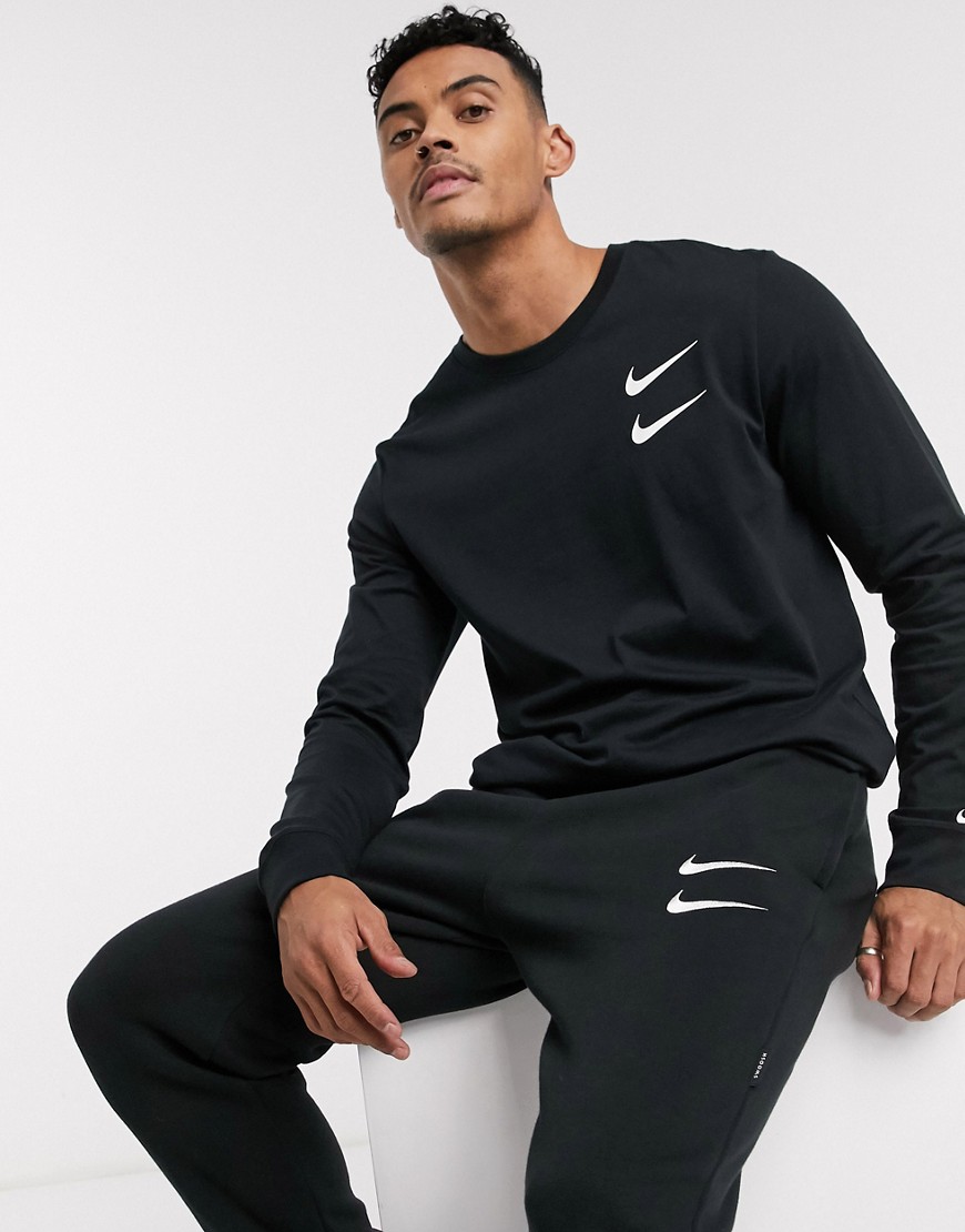 Nike Swoosh logo long sleeve t-shirt in black