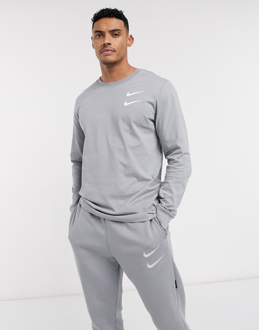 Nike Swoosh logo long sleeve t-shirt in grey