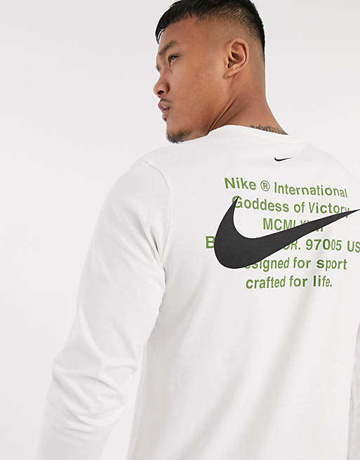 Nike Swoosh logo long sleeve t shirt in white   ASOS