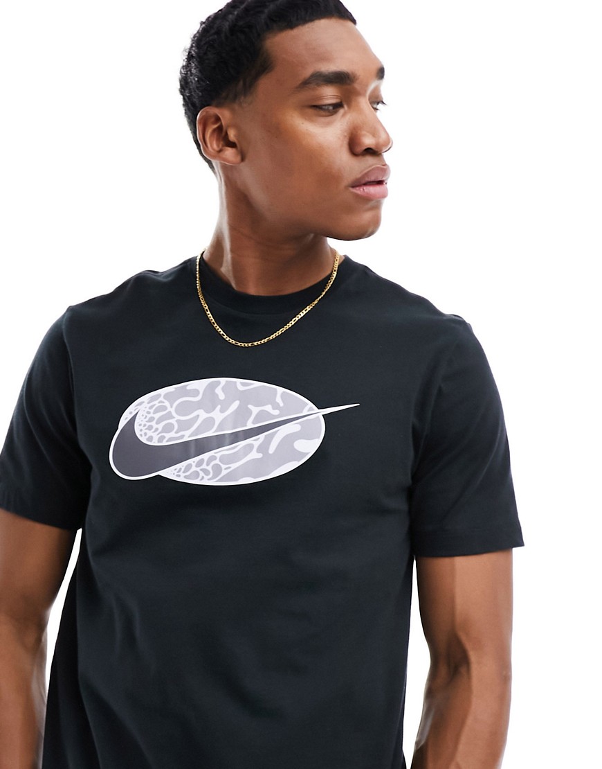 Nike Swoosh logo t-shirt in black and grey