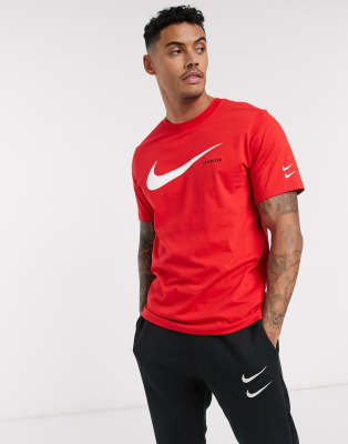 red nike swoosh t shirt