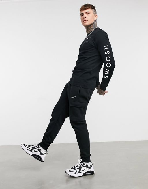 Nike Swoosh long sleeve t-shirt in black | ASOS