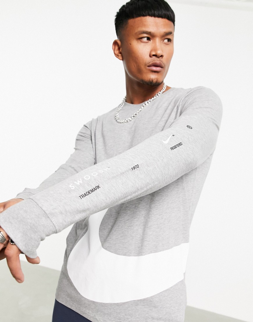 Nike Swoosh long sleeve t-shirt in grey