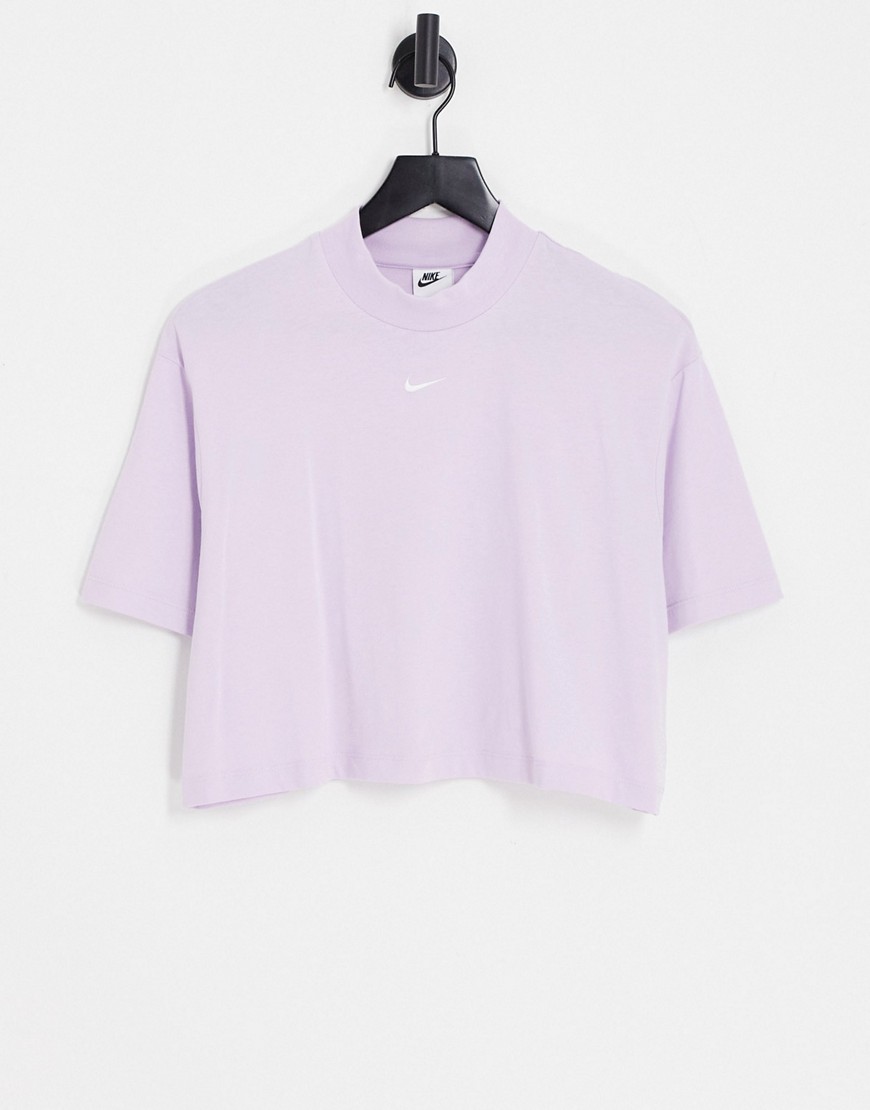 Nike Swoosh mock neck t-shirt in lilac-Purple