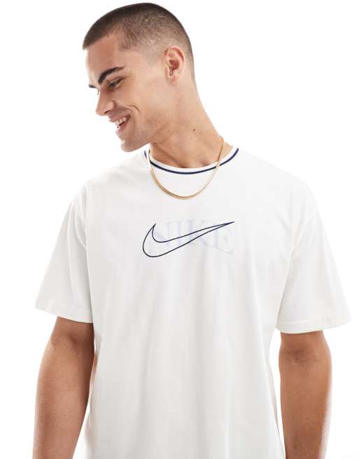 Nike Swoosh overlay logo t shirt in off white