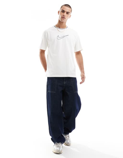 Nike Swoosh overlay logo t-shirt in off white | ASOS