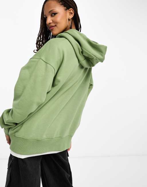 Nike mini swoosh oversized online hoodie in olive green