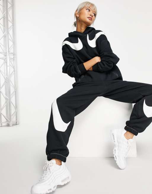 Nike Swoosh oversized hoodie in black with double swoosh logo