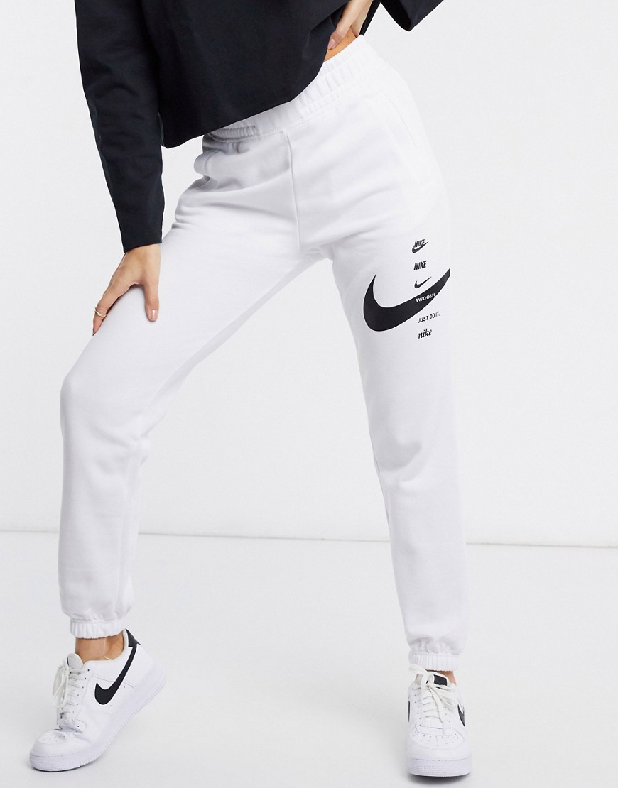 Nike swoosh oversized joggers in white